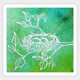 Bird nest on watercolor Sticker